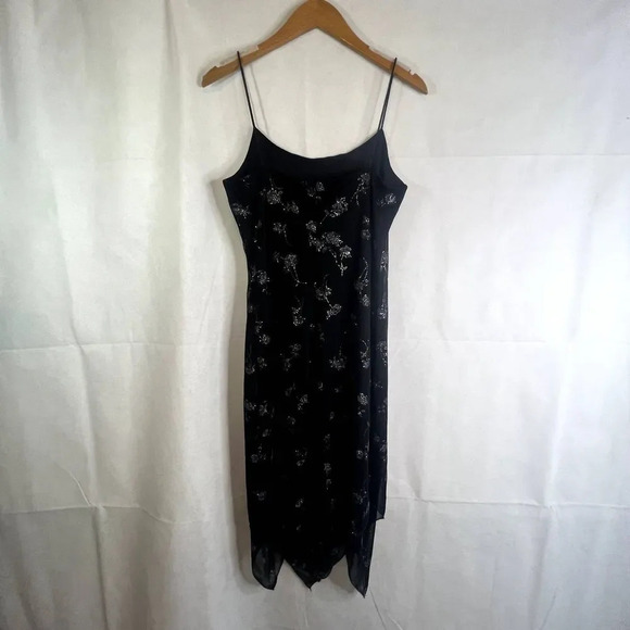 Byer Too Metallic Floral Black Dress Size Large - Picture 1 of 8